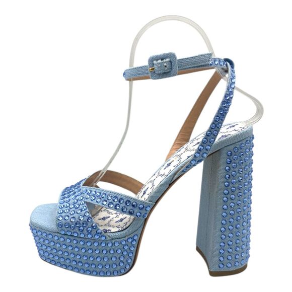 NWOB Hill House Home The Party Platform Sandals Blue Rhinestone EU 38.5 US / 8.5 - Picture 7 of 13